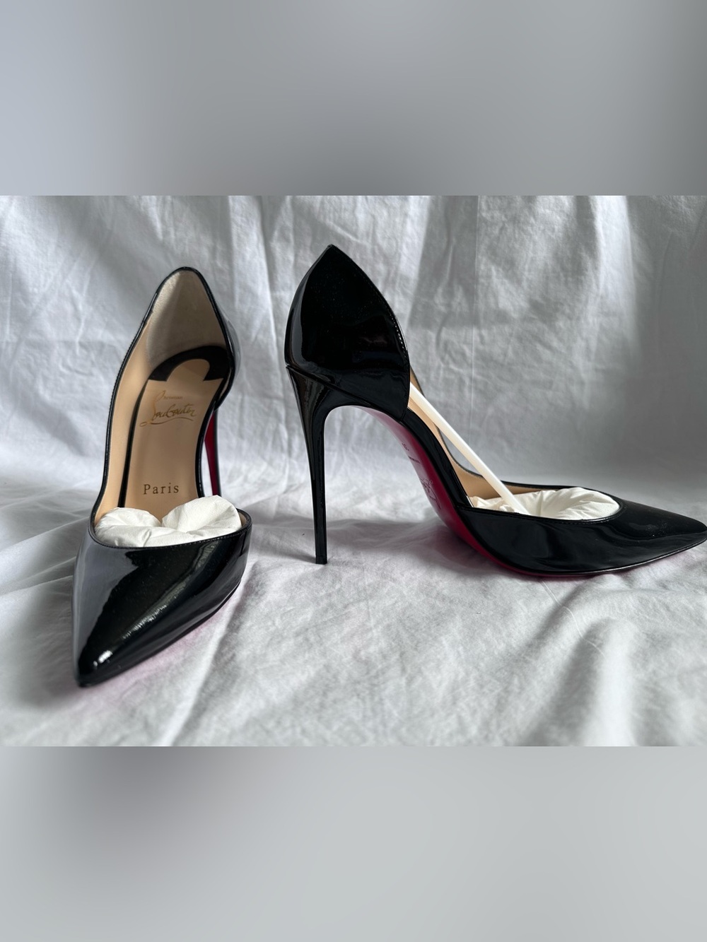 Christian Louboutin Iriza 100 Patent Black Pumps 38 - Worn Once, Pristine Soles